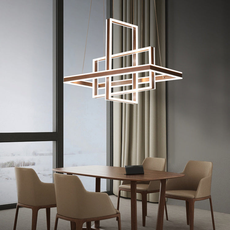 Candelabro LED de aluminio ABS cuadrilátero rectangular minimalista moderno para dormitorio 