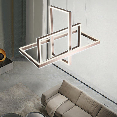 Candelabro LED de aluminio ABS cuadrilátero rectangular minimalista moderno para dormitorio 