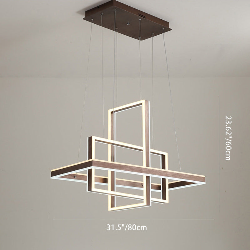 Candelabro LED de aluminio ABS cuadrilátero rectangular minimalista moderno para dormitorio 