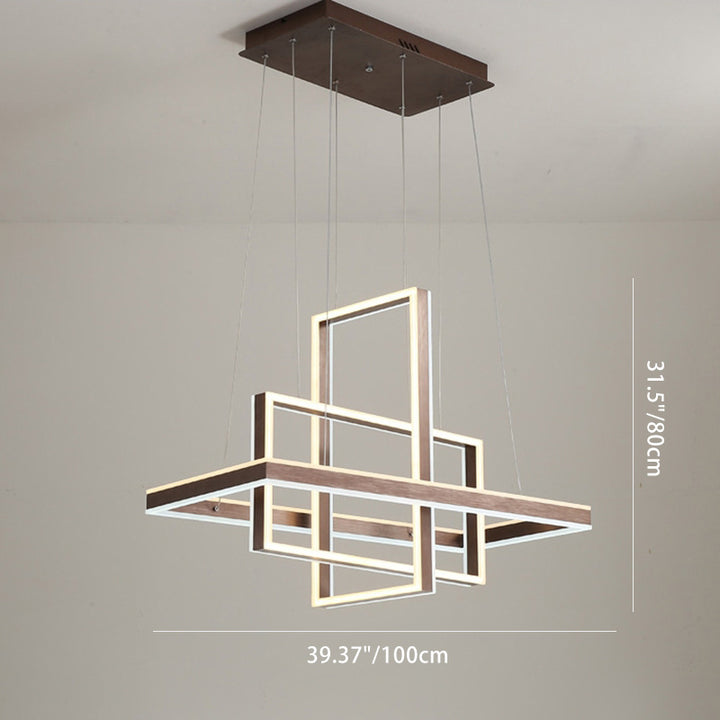 Lustre LED Rectangulaire Quadrilatère Minimaliste Moderne en Aluminium ABS pour Chambre 