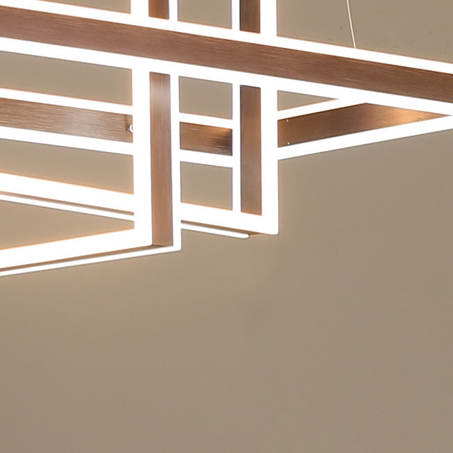 Candelabro LED de aluminio ABS cuadrilátero rectangular minimalista moderno para dormitorio 
