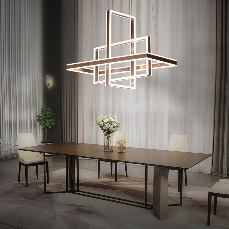 Candelabro LED de aluminio ABS cuadrilátero rectangular minimalista moderno para dormitorio 