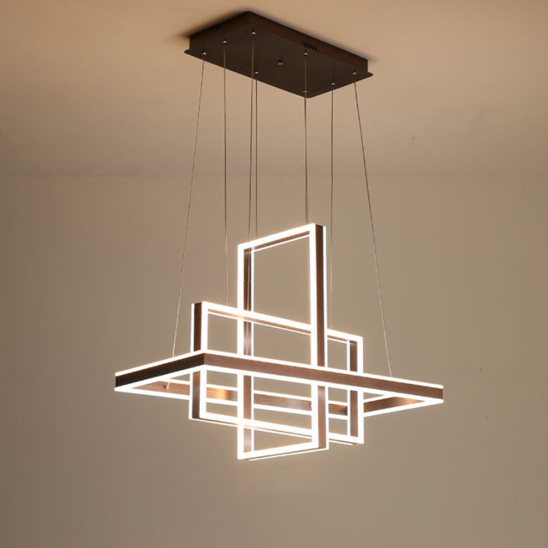 Candelabro LED de aluminio ABS cuadrilátero rectangular minimalista moderno para dormitorio 