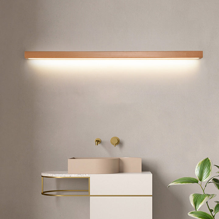 Moderne minimalistische rechteckige lineare PVC-Holz-LED-Wandleuchterlampe für Schlafzimmer 
