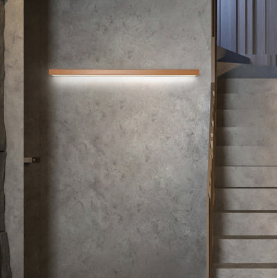 Modern Minimalist Rectangular Linear PVC Wood LED Wall Sconce Lamp For Bedroom