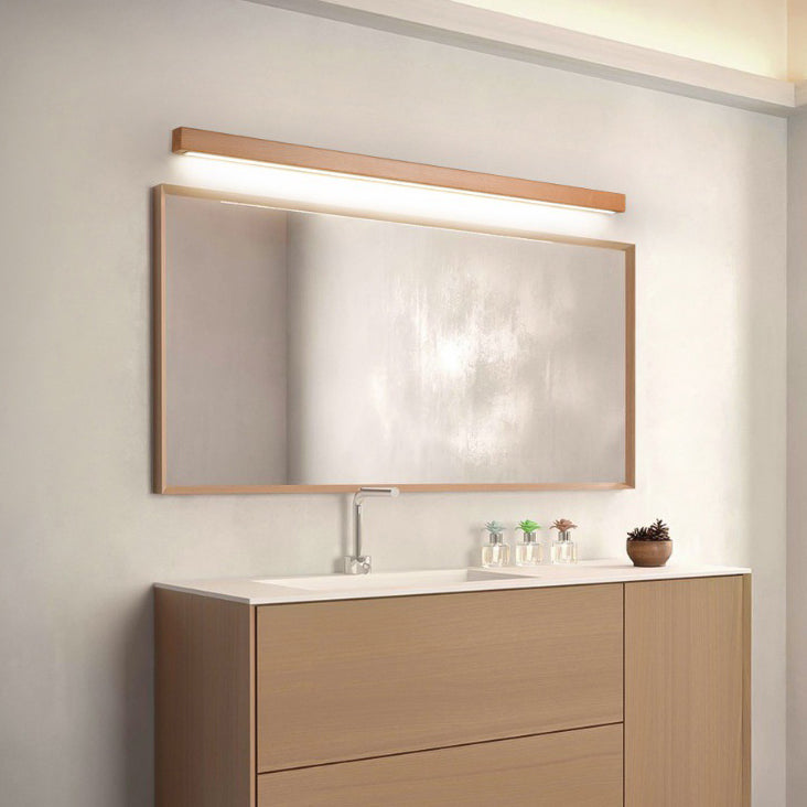 Modern Minimalist Rectangular Linear PVC Wood LED Wall Sconce Lamp For Bedroom