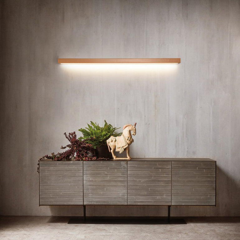 Modern Minimalist Rectangular Linear PVC Wood LED Wall Sconce Lamp For Bedroom