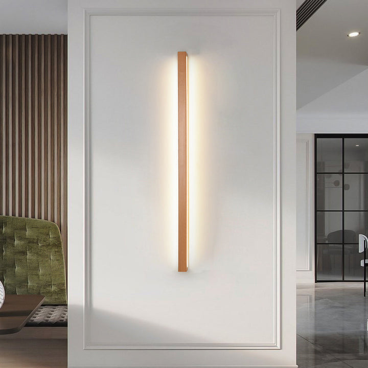 Moderne minimalistische rechteckige lineare PVC-Holz-LED-Wandleuchterlampe für Schlafzimmer 