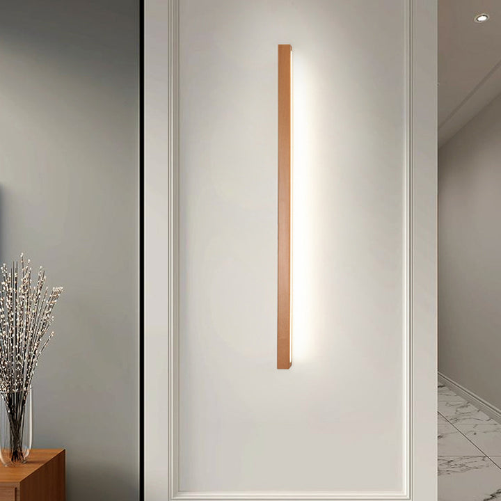 Moderne minimalistische rechteckige lineare PVC-Holz-LED-Wandleuchterlampe für Schlafzimmer 