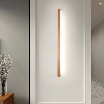 Modern Minimalist Rectangular Linear PVC Wood LED Wall Sconce Lamp For Bedroom