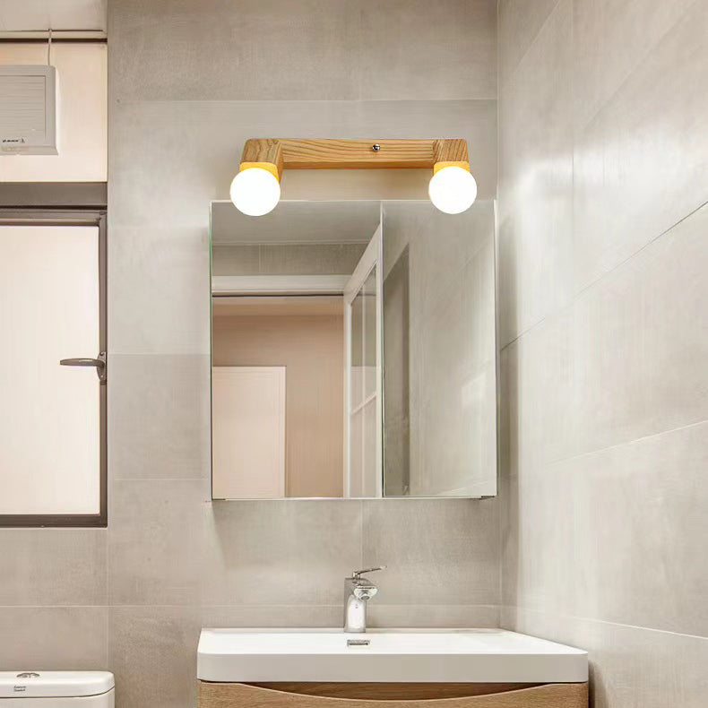 Moderne Minimaliste Rond Balle Rectangle Linéaire Bois 1/2/3/4 Lumière Applique Murale Pour Salle de Bain 