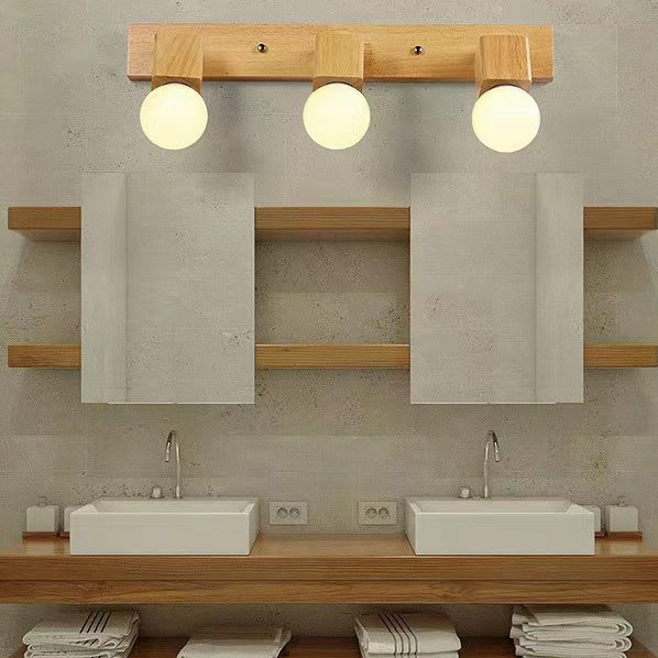 Moderne Minimaliste Rond Balle Rectangle Linéaire Bois 1/2/3/4 Lumière Applique Murale Pour Salle de Bain 