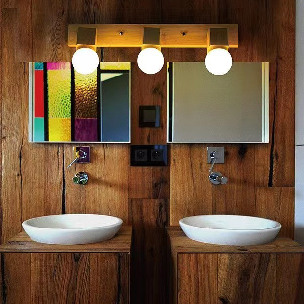 Moderne Minimaliste Rond Balle Rectangle Linéaire Bois 1/2/3/4 Lumière Applique Murale Pour Salle de Bain 