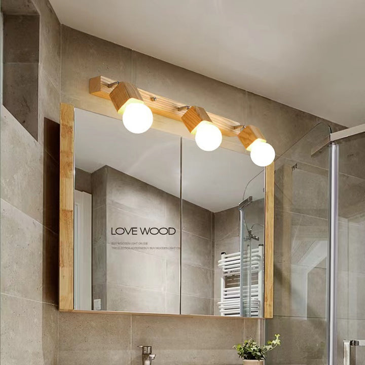 Moderne Minimaliste Rond Balle Rectangle Linéaire Bois 1/2/3/4 Lumière Applique Murale Pour Salle de Bain 