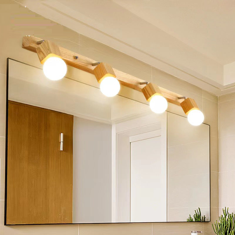 Moderne Minimaliste Rond Balle Rectangle Linéaire Bois 1/2/3/4 Lumière Applique Murale Pour Salle de Bain 