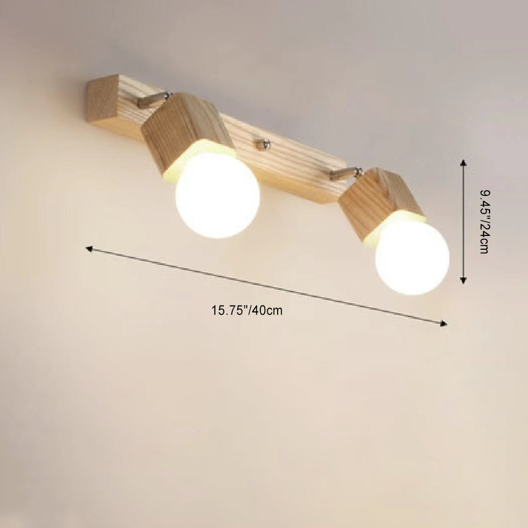 Moderne Minimaliste Rond Balle Rectangle Linéaire Bois 1/2/3/4 Lumière Applique Murale Pour Salle de Bain 