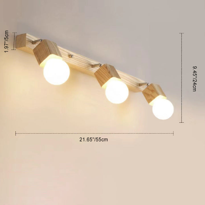 Moderne Minimaliste Rond Balle Rectangle Linéaire Bois 1/2/3/4 Lumière Applique Murale Pour Salle de Bain 