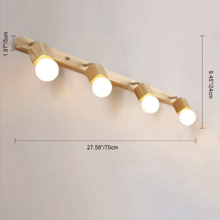 Moderne Minimaliste Rond Balle Rectangle Linéaire Bois 1/2/3/4 Lumière Applique Murale Pour Salle de Bain 