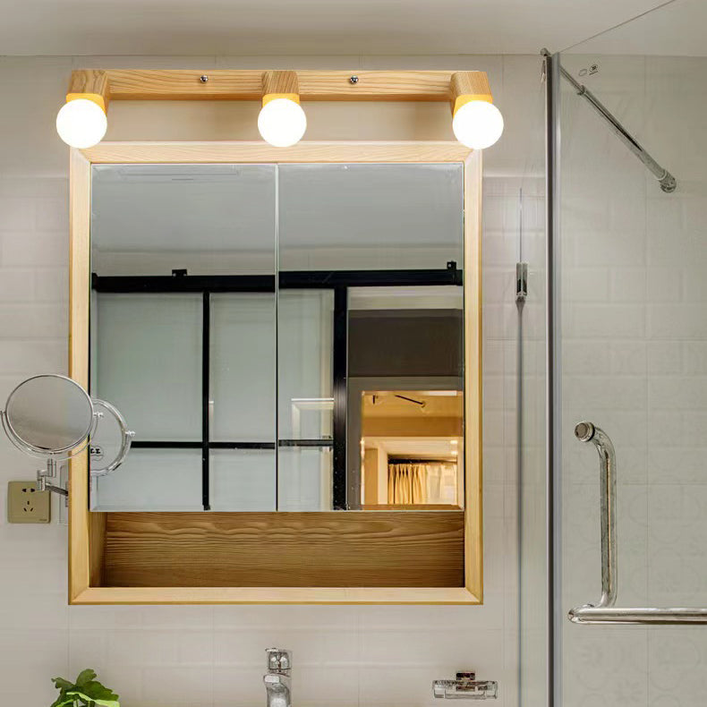 Moderne Minimaliste Rond Balle Rectangle Linéaire Bois 1/2/3/4 Lumière Applique Murale Pour Salle de Bain 