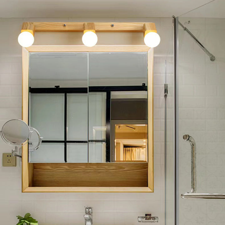 Moderne Minimaliste Rond Balle Rectangle Linéaire Bois 1/2/3/4 Lumière Applique Murale Pour Salle de Bain 