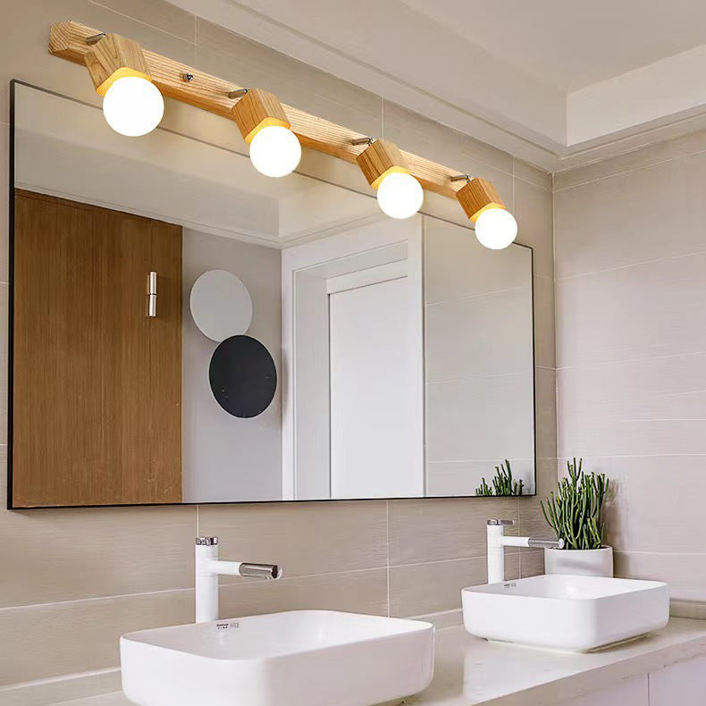 Moderne Minimaliste Rond Balle Rectangle Linéaire Bois 1/2/3/4 Lumière Applique Murale Pour Salle de Bain 