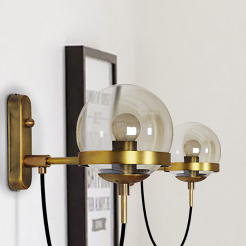 Applique Murale Moderne Minimaliste Style Industriel Rond Orbe Fer Verre 1-Lumière Pour Chambre 