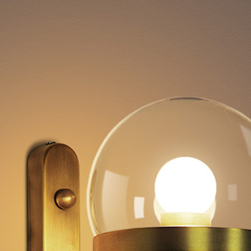 Applique Murale Moderne Minimaliste Style Industriel Rond Orbe Fer Verre 1-Lumière Pour Chambre 