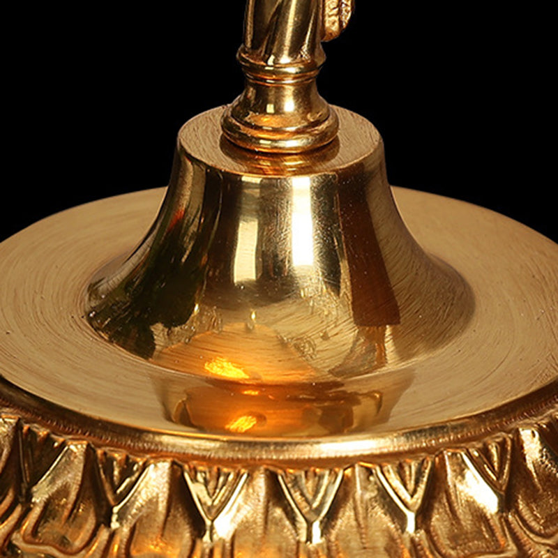 Lampe de table à 1 lumière en verre et laiton gravé avec motif de pétales ronds traditionnel français pour chambre 