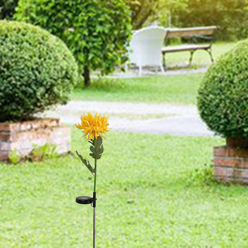 Lumière extérieure LED en forme de marguerite en caoutchouc avec capteur solaire Art Déco moderne pour jardin 