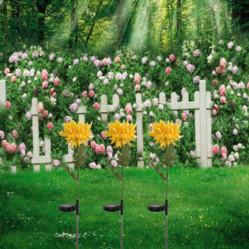 Lumière extérieure LED en forme de marguerite en caoutchouc avec capteur solaire Art Déco moderne pour jardin 