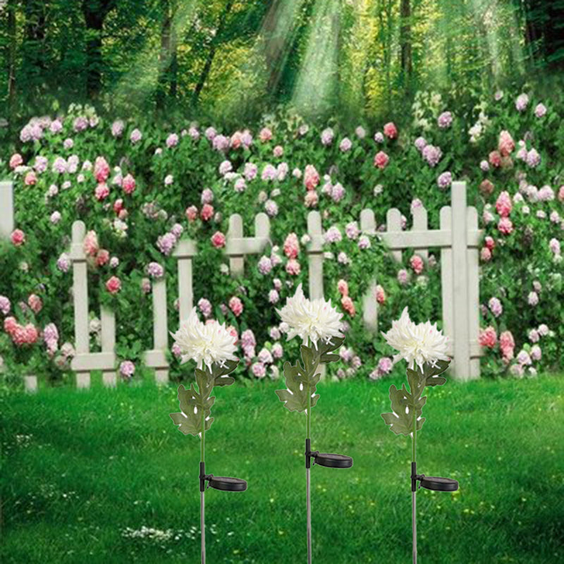 Lumière extérieure LED en forme de marguerite en caoutchouc avec capteur solaire Art Déco moderne pour jardin 