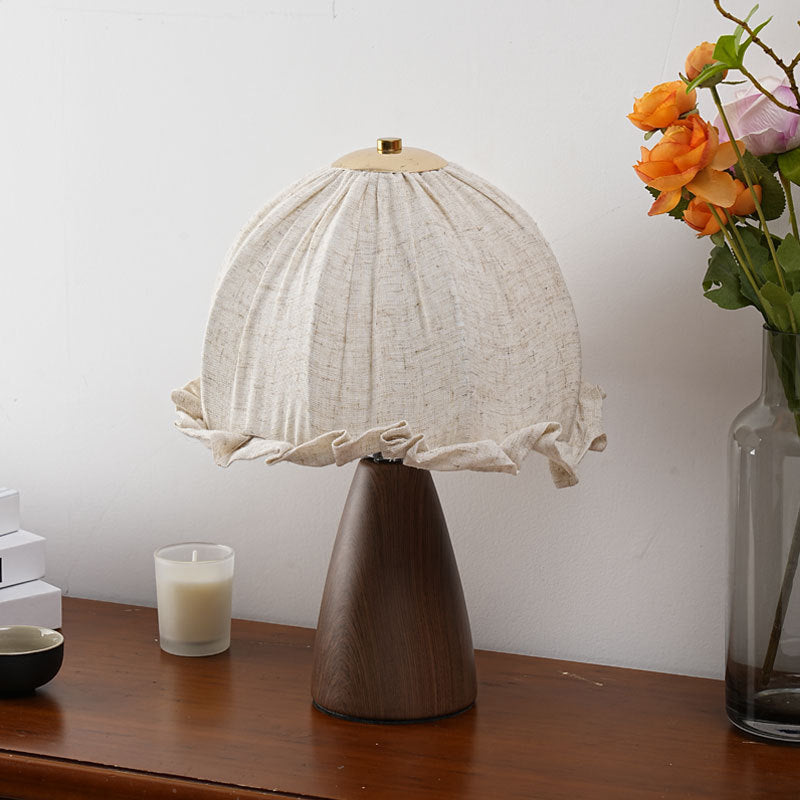 Lampe de table moderne Mid-Century Pod Mushroom ronde en céramique et tissu 1 lumière pour chambre à coucher 