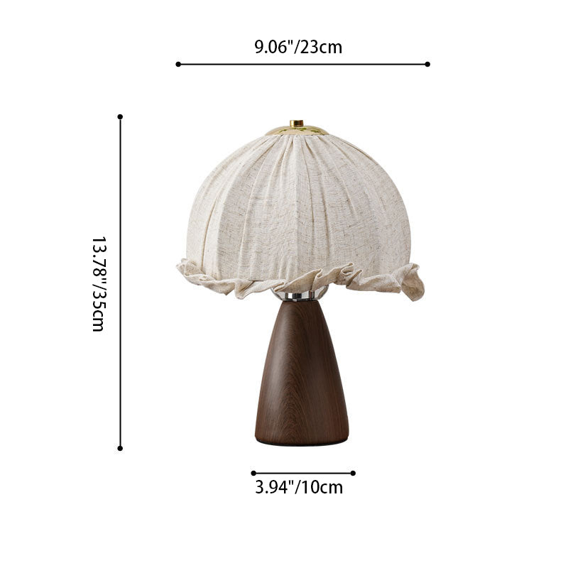 Lampe de table moderne Mid-Century Pod Mushroom ronde en céramique et tissu 1 lumière pour chambre à coucher 