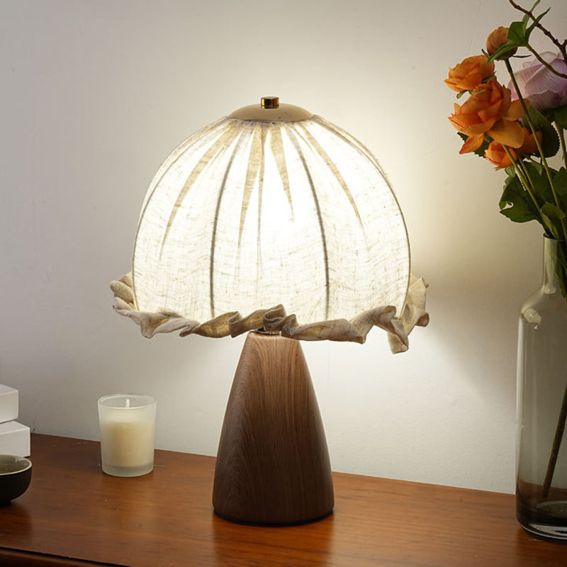 Lampe de table moderne Mid-Century Pod Mushroom ronde en céramique et tissu 1 lumière pour chambre à coucher 