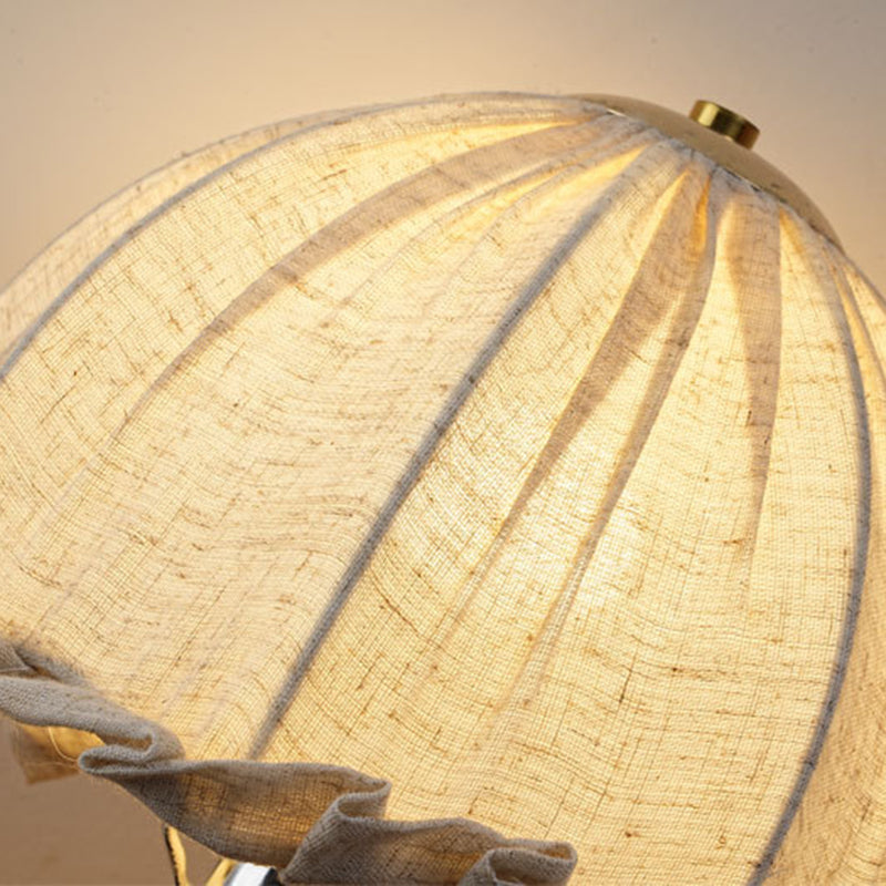 Lampe de table moderne Mid-Century Pod Mushroom ronde en céramique et tissu 1 lumière pour chambre à coucher 