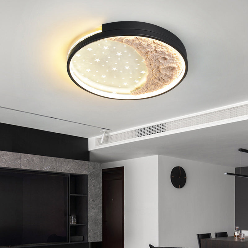 Plafonnier LED en fer acrylique en forme de dôme rond étoile lune minimaliste moderne pour chambre 