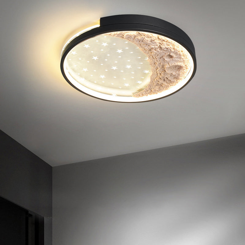 Plafonnier LED en fer acrylique en forme de dôme rond étoile lune minimaliste moderne pour chambre 
