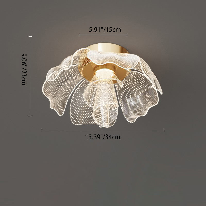 Moderne Luxus Blume Blütenblatt Dome Eisen Acryl LED Unterputz Deckenleuchte für Schlafzimmer 