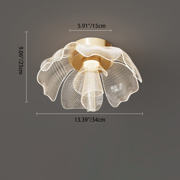 Moderne Luxus Blume Blütenblatt Dome Eisen Acryl LED Unterputz Deckenleuchte für Schlafzimmer 