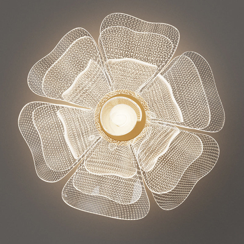 Moderne Luxus Blume Blütenblatt Dome Eisen Acryl LED Unterputz Deckenleuchte für Schlafzimmer 