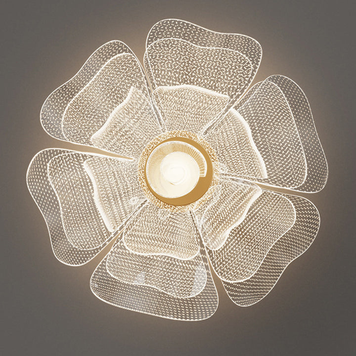 Moderne Luxus Blume Blütenblatt Dome Eisen Acryl LED Unterputz Deckenleuchte für Schlafzimmer 