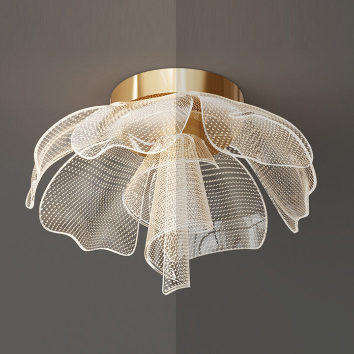 Moderne Luxus Blume Blütenblatt Dome Eisen Acryl LED Unterputz Deckenleuchte für Schlafzimmer 