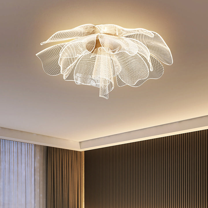 Moderne Luxus Blume Blütenblatt Dome Eisen Acryl LED Unterputz Deckenleuchte für Schlafzimmer 