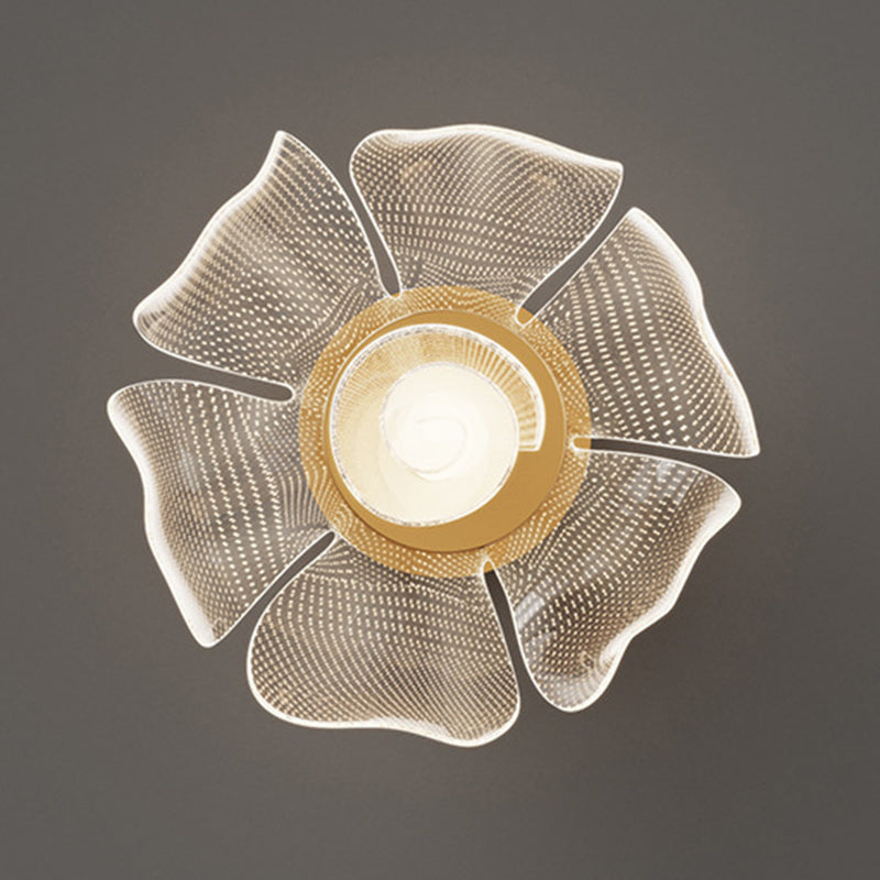 Moderne Luxus Blume Blütenblatt Dome Eisen Acryl LED Unterputz Deckenleuchte für Schlafzimmer 