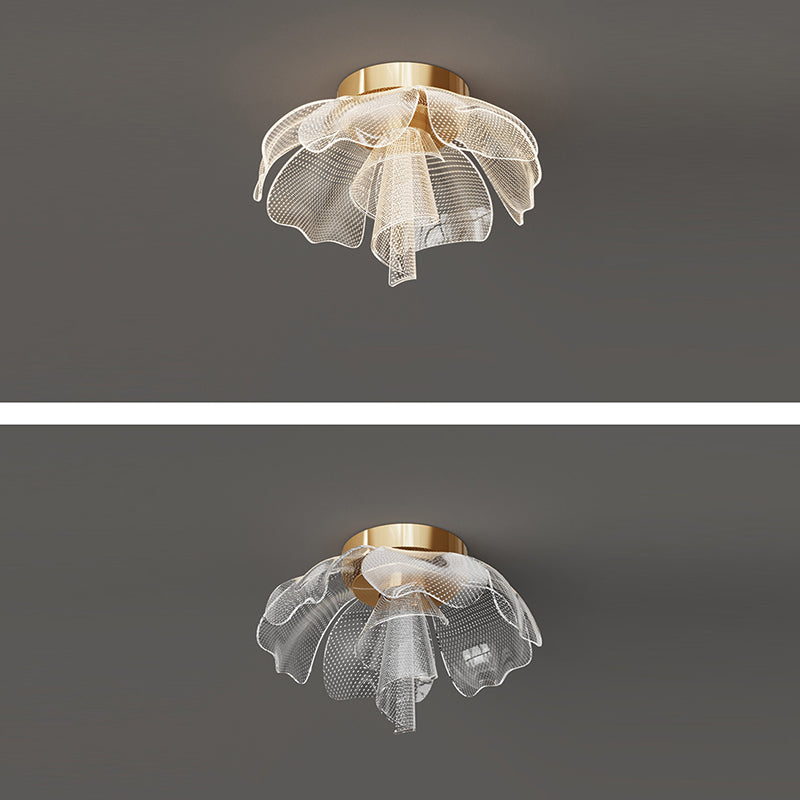 Moderne Luxus Blume Blütenblatt Dome Eisen Acryl LED Unterputz Deckenleuchte für Schlafzimmer 