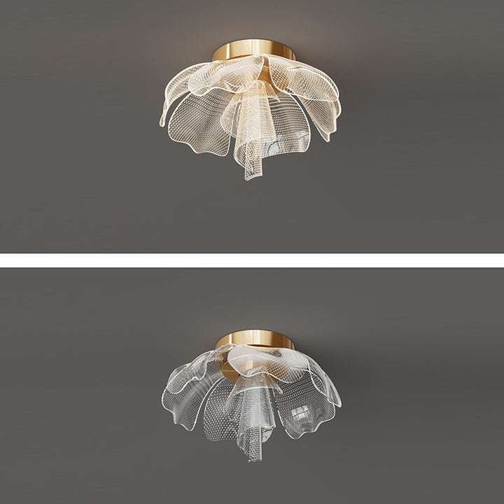 Moderne Luxus Blume Blütenblatt Dome Eisen Acryl LED Unterputz Deckenleuchte für Schlafzimmer 
