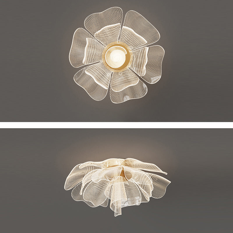 Moderne Luxus Blume Blütenblatt Dome Eisen Acryl LED Unterputz Deckenleuchte für Schlafzimmer 