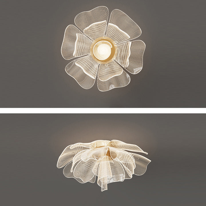 Moderne Luxus Blume Blütenblatt Dome Eisen Acryl LED Unterputz Deckenleuchte für Schlafzimmer 