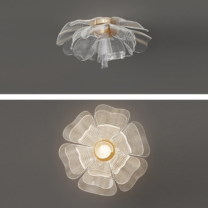 Moderne Luxus Blume Blütenblatt Dome Eisen Acryl LED Unterputz Deckenleuchte für Schlafzimmer 