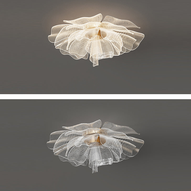 Moderne Luxus Blume Blütenblatt Dome Eisen Acryl LED Unterputz Deckenleuchte für Schlafzimmer 